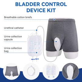 Urine Collection Bag, Reusable Portable Silicone Urinal with 2 Urine Catheter Bags, External Catheter for Men, Portable & Comfortable Wearable Urinary Drainage (M)