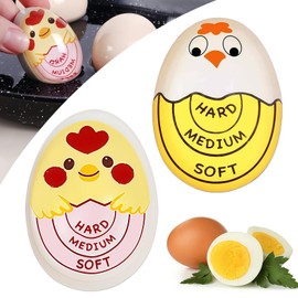 2 Stück Wiederverwendbar Egg Timer(Hart/Mittel/Weich), Egg Timer Harz, Spaß und Niedlich Eggtimer, Wärmeempfindlich Farbe Veränderung Eier Timers, für Zuhause,Restaurant,Wärme Farbwechselanzeige Pink