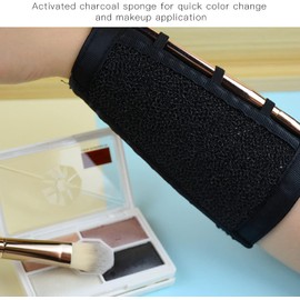 Brazalete Limpiador de Brochas de Maquillaje, Elástico de Nailon Profesional para Limpieza de Brochas, Brazalete Limpiador Desmaquillador, Negro