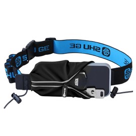 Reflective Running Belt Bib Holder with Gel Loops - Lightweight, Fits waist sizes from 25" to 43" - Ideal for Marathon, Jogging, Cycling - Runners Pouch with Pockets - Running Accessories (Black)