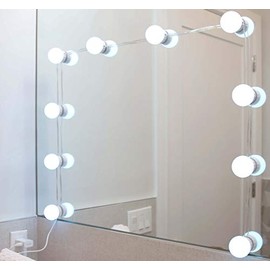 Vanity Mirror LED Light - Dimmable, 4 Lighting Colors, 5 Brightness Levels, Stick-On Bulbs, USB Connection, Retractable Wire for Easy Installation. (10-Bulbs)