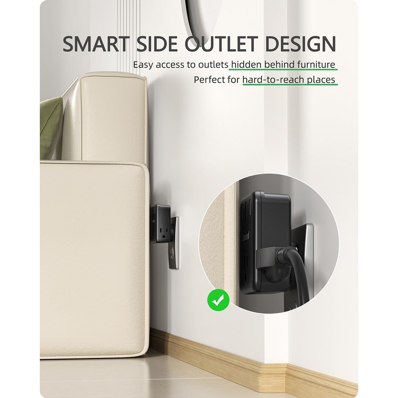 LENCENT Multi Plug Outlet Extender, 2 Pack, USB Brick, 3
