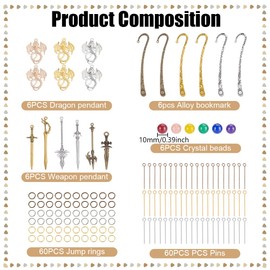 WEBEEDY 6 Sets DIY Dragon Metal Bookmark Kit 3 Colors Alloy Bookmark Vintage Dragon with Sword Bookmarks Fantasy Bookmarks for Book Lovers Christmas Graduation Gift(Silver,Gold,Antique Bronze)