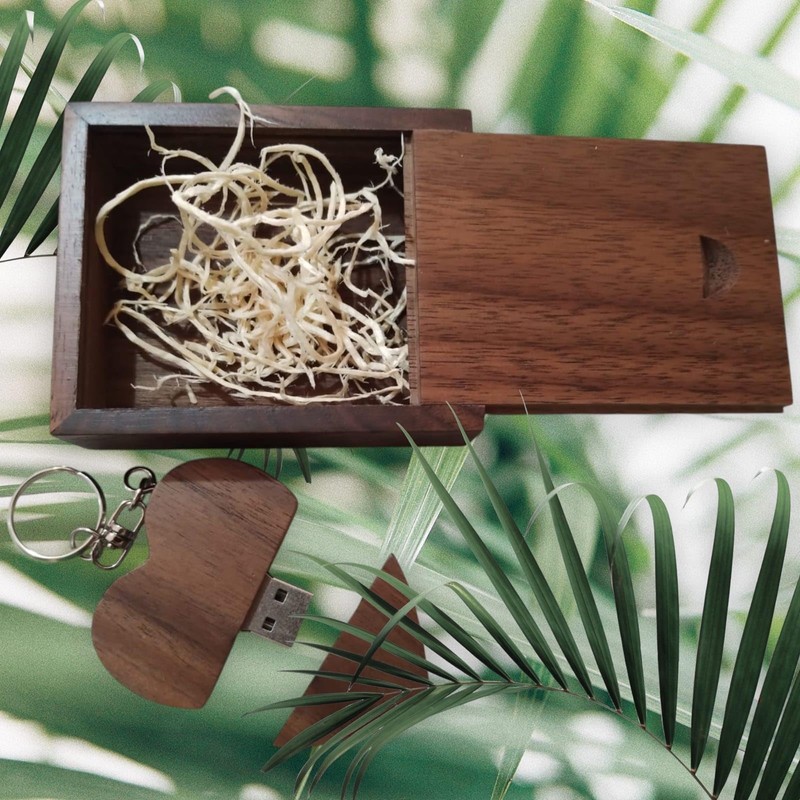Genérico Unidad Flash USB de corazón de Madera de 64GB