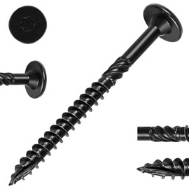 FMhotu 250 Pcs Black Star Drive Wood Screws 6 inch - Rust Resistant Timber Deck Screws for Landscaping, Log & Timber Wood - Heavy-Duty Outdoor Fasteners (#14 x 6 Black)