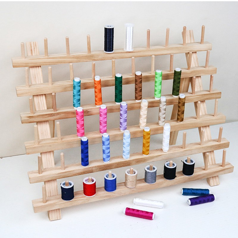 60 Spools Wooden Thread Rack DIY Easy Storage Safe Eco