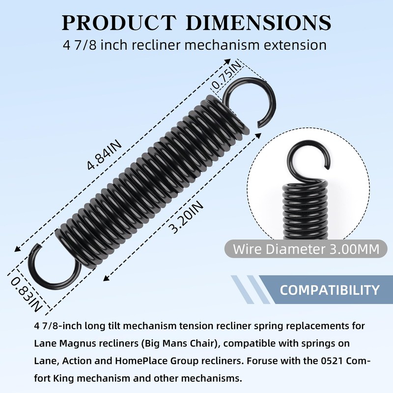 Zookpr 4 7/8-Inch Recliner Mechanism Extension Spring Replacement for Lane
