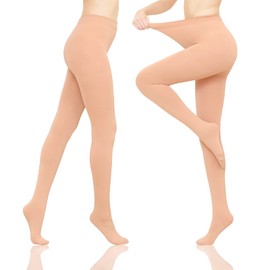 HA WA 2 Pair 120 Denier Women's Thermal Tights,Warm Fleece Lined Winter Thick Opaque Tights for Women(Nude,XL)