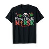 One Merry Bright Nurse Christmas Scrub Top T-Shirt, black