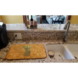 Caroline's Treasures 8654DDM Pineapple Dish Drying Mat Absorbent Dish Drying Mat Pad for Kitchen Counter Dish Drainer Mat for Countertop, 14 x 21", Multicolor