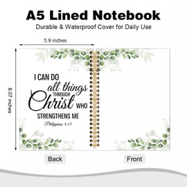 Vgrti I Can Do All Things Through Christ Who Strengthens Me Spiral Notebook, Philippians 4:13 Christian Journal for Women, Inspirational Promotion Farewell Gifts for Women Men Coworkers Boss Sisters