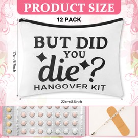 Honeydak 12 Pcs Recovery Kit Bags for Her Bachelor Party Favor Wedding Emergency Kit Makeup Bag for Bride Women Bachelorette Bridal Shower Pouches Decorations Friends Sister Gifts(But Did You Die)