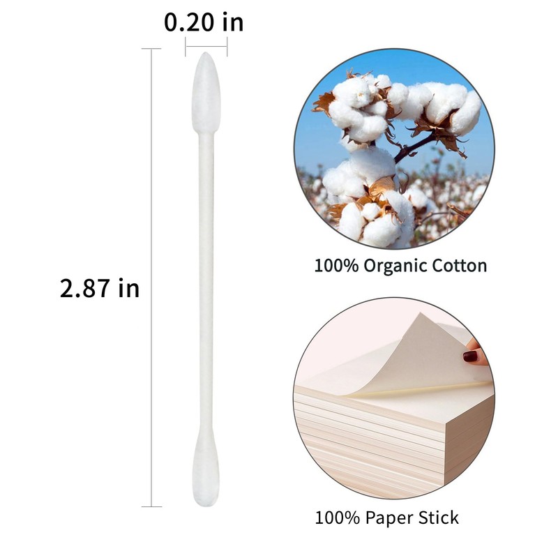 HOMEFOX Cotton Swabs Precision Pointed - 600 Count Pointy Organic