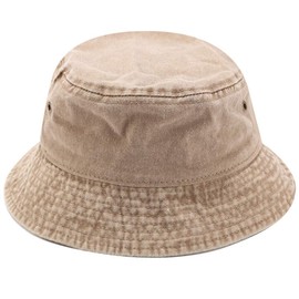 Yixda Vintage Cotton Fishing Hat Sun Hat Washed Retro Outdoor Bucket Hat, khaki