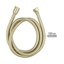 Shower Hose Mod. Brass 150 cm, Shower Hose Coated with Stainless Steel, Fits All Shower Heads Thanks to 1/2 Inch Standard Connection, Twist Protection, Drinking Water Approved, Gold