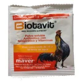 Biotavit 5 Gr// Multivitaminico Para Gallos En Agua Bebida