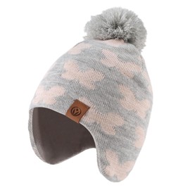 Pesaat Baby Hat Knitted Kids Beanie Toddler Boys Girls Winter Hats Fleece Lining Beanies with Pompom(Light Gray Hat, S)