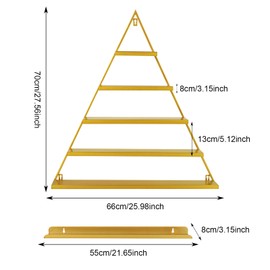 Ayiwiee 10 Pcs Metal Wall Mounted Rack, Triangular Shelves, 5 Tiers Gold Organizer Wall for Display Lipstick Perfume Essential Oil, Home Spa Nail Salon Decor