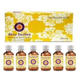 Deve Herbes Essential Oil Kit 100% Natural Therapeutic Grade 15ml (0.50 oz) Each - Pack of 6