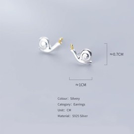 Cute Snail 925 Sterling Silver Cartilage Tiny Stud Earrings for Women Dainty Simple Animal Small Tragus Piercing Studs Hypoallergenic Unique Fashion Jewelry Gift Daughter Bff