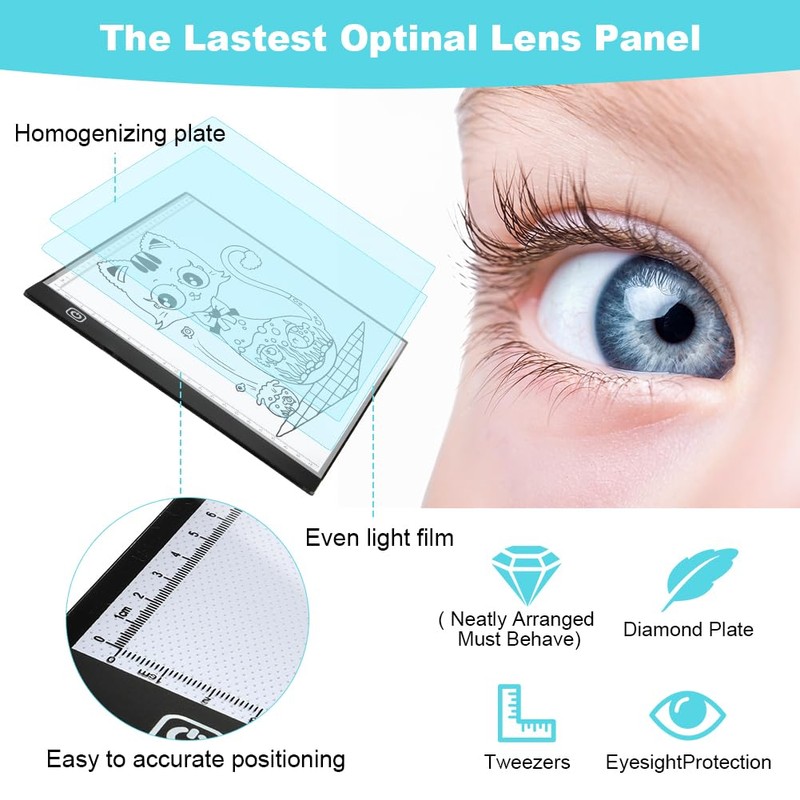 AUAUY A4 LED Light Pad for Diamond Painting Kit, 3