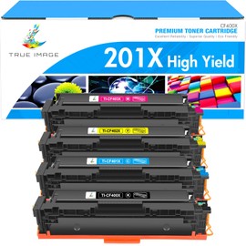 TRUE IMAGE TRUE IMAGE 201X M277dw Toner Cartridge 4 Pack High Yield Compatible for HP 201X 201A M252dw CF400X Color Laserjet Pro MFP M277dw M277c6 CF401X CF402X CF403X Printer Black/Cyan/Yellow/Magenta