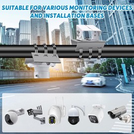 mizikuu Universal Vertical Pole Mount Surveillance Cameras, Stainless Steel Camera Pole Mount with 3 Adjustable Corner Bracket for Stage Lights, Solar Panels, CCTV IP Cameras