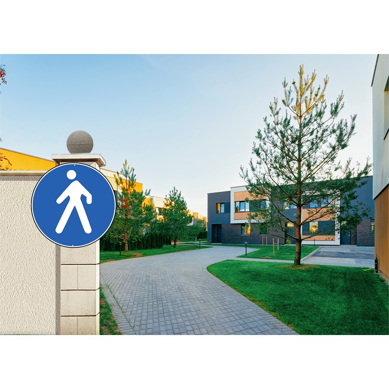 Pubblimania Pedestrian Zone | Aluminium Sign, Round, 3 mm Thick,