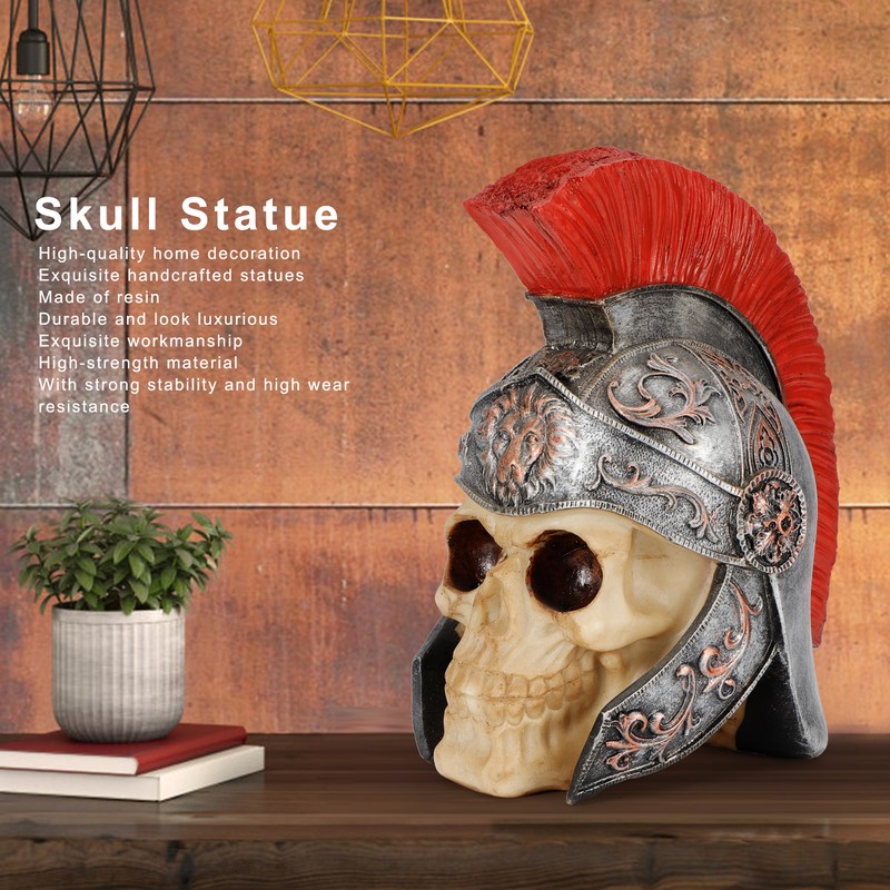 Resin Soldier Skull Modeling Statue Skeleton Sculpture Home Desktop Decoration