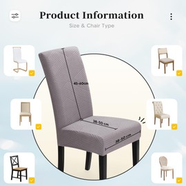 BalladHome Chair Covers, Set of 4, Stretch Chair Covers, Modern Twill Jacquard Chair Cover, Dining Room Chairs, Chair Cover, Removable, Washable Chair Covers for Dining Room, Kitchen, Hotel (Dark