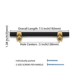 goldenwarm 10 Pack Black and Gold Cabinet Pulls 5 Inch Kitchen Cabinet Handles Black Drawer Pulls for Dresser Bathroom Modern Hardware,Zinc Alloy Base