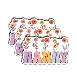 (3Pcs) Nanny Floral Sticker Gifts Funny Mother Day, Pretty Mom Mama Decal, Celebrate Your Mom Gigi Love, Gifts for Grandma Decoration Book Laptop Phone Waterproof Vinyl Water Bottle Gifts 3x2 Inch