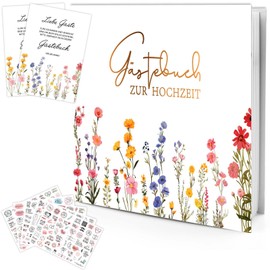 Premium Wedding Guest Book Vintage - DIY Wedding Guest Book with Stickers (266 Designs) - 72 Pages High Quality Paper - Romantic & Personal for Your Dream Wedding - Guest Book to Fill In (A)