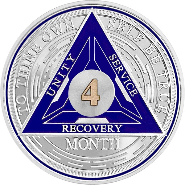 4 Month Sobriety Coin - 1-12 Month Recovery Coin, Triple