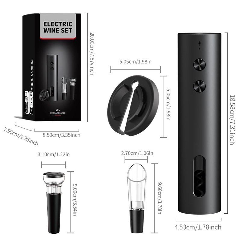 Electric Wine Opener, Rechargeable Automatic Wine Bottle Opener with Aerator