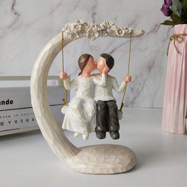 YLSMILE Wedding Gifts for her from Husband Romantic, Wedding Gifts for Couple Wife Parents, 9 Inch Hand Painted Together Love Couple Figurines for Anniversary