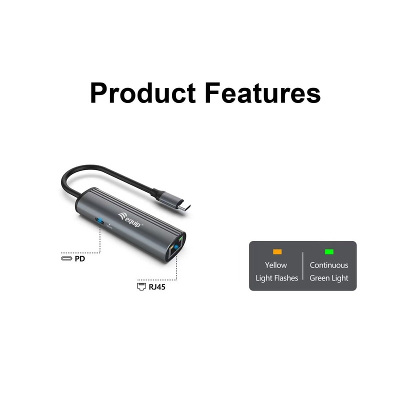 Equip 133486 USB-C to RJ45 Gigabit Network + PD Adapter