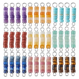 SUPERFINDINGS 36Pcs 9 Styles Natural Gemstone Link Stone Connector Charms Gemstone Beaded Connector Agate Pendant with Double Loops Stone Beaded Connectors for Jewelry Making