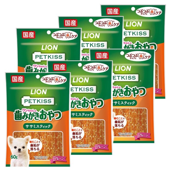 Lion Pet Kiss (PETKISS) Dog Toothpaste Snack, Plain, 2.1 oz (60 g) x 6 Packs (Bulk Purchase)