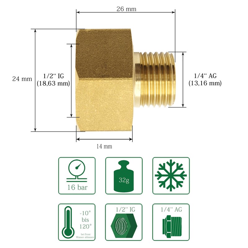 SHYNE Premium 1/4 Inch to 1/2 Inch Reducer with Rubber