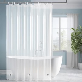 Shower Curtain Mould Proof 180x180cm,ECO Shower Curtain Clear PEVA Waterproof Heavy Duty Bathroom Curtains with 3 Magnets,12 Plastic Hooks Quick-Drying Washable Bath Shower Curtain Home Decor