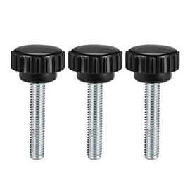 sourcing map M6 x 35mm Metric Male Thread Knurled Clamping Knobs Grip Thumb Screw on Type Hand Clamping Handle Bolt with Plastic Knobs Black 3 Pcs