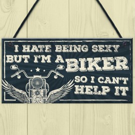 RED OCEAN Motorbike Biker Cycle Hanging Plaque Man Cave Garage Workshop Sign Gift For Men Dad Grandad Gift