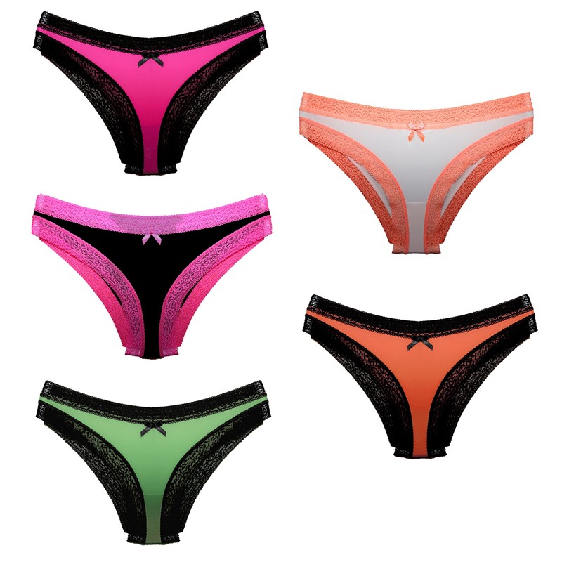 Lemila Microfibre Briefs Pack of 5, 1 x pink, black,