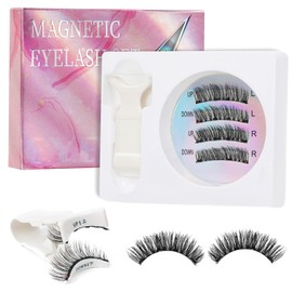 Magnetic Eyelashes With Applicator No Glue or Eyeliner Needed Unidollss Magnet Eyelashes Natural Look Reusable Magnetic Lashes Clusters Kit Cat Eye Magnet Eyelash Windproof & Waterproof 1 Pair (03)