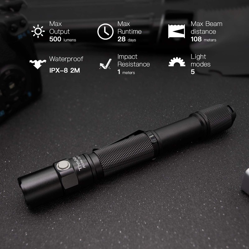 ThruNite Archer 2A V3 Flashlight, 2AA EDC Tactical Flashlight, 500