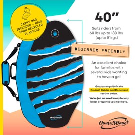 Own the Wave New Zealand Black Claw Strike 40’ High Performance Wooden Skimboard with Padded Carry Bag Made from Recycled Plastics Colored EVA Grip Pad High Gloss Clear Coat Skim Boards Kids Adults