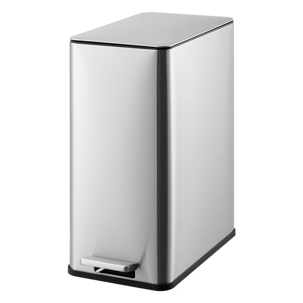 Slim Bathroom Trash Can with Lid Soft Close, Step Pedal,