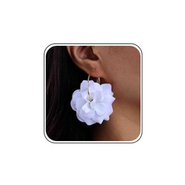 Big White Flower Earrings Large Red Flower Hoop Earrings Black Petal Huggie Earrings Yellow Floral Drop Earrings Purple Rose Dangle Earrings Gold Statement Earrings Wedding Jewellery Women, Alloy