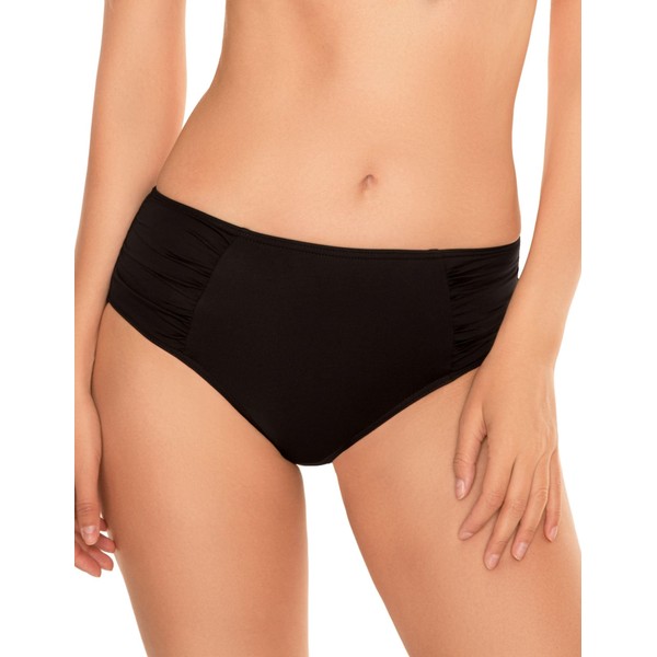 Vivisence 3002 Women's Bikini Briefs Swimwear Patternless Gathered High Waist